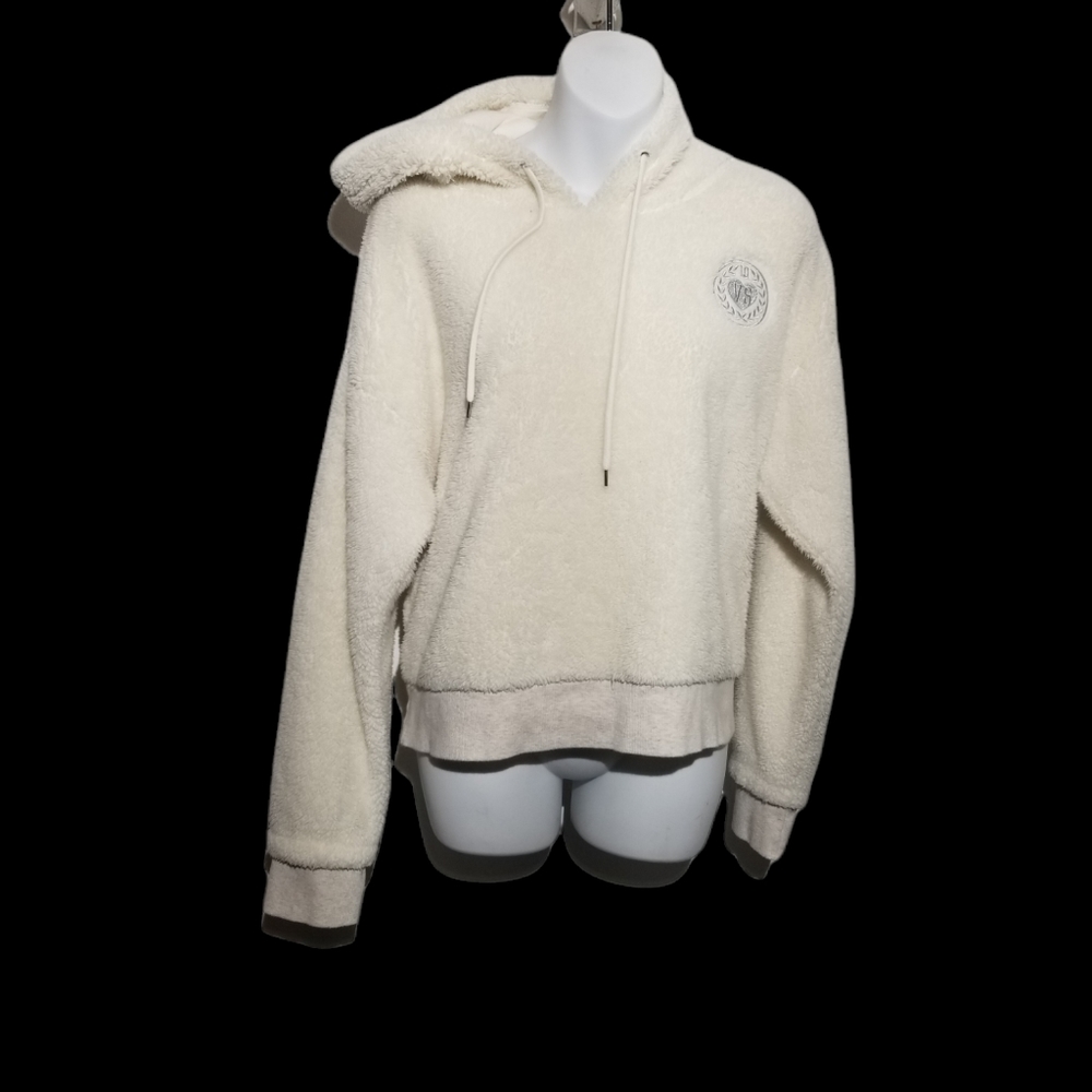 Victoria's Secret Plush Cream Color Hoodie Pullover w/Hood Sz Large-XL Like New - Picture 1 of 14